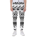 Black And White Polynesian Pattern Print Joggers