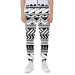 Black And White Polynesian Pattern Print Scuba Joggers