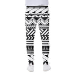 Black And White Polynesian Pattern Print Scuba Joggers