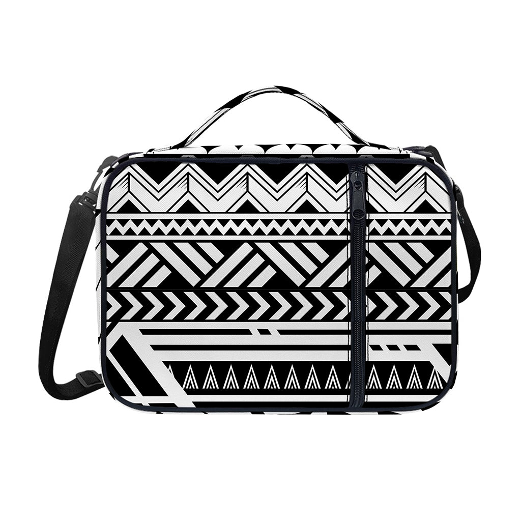 Black And White Polynesian Pattern Print Shoulder Strap Bible Bag