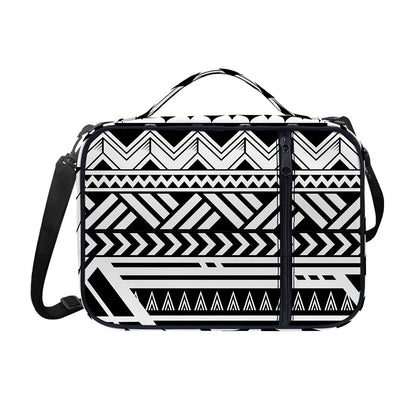 Black And White Polynesian Pattern Print Shoulder Strap Bible Bag