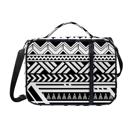 Black And White Polynesian Pattern Print Shoulder Strap Bible Bag