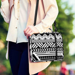 Black And White Polynesian Pattern Print Shoulder Strap Bible Bag