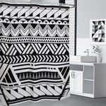 Black And White Polynesian Pattern Print Shower Curtain