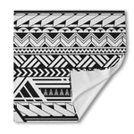 Black And White Polynesian Pattern Print Silk Bandana