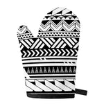 Black And White Polynesian Pattern Print Single Oven Mitt