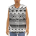 Black And White Polynesian Pattern Print Sleeveless Baseball Jersey