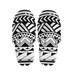 Black And White Polynesian Pattern Print Slippers