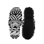 Black And White Polynesian Pattern Print Slippers