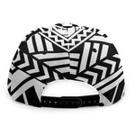 Black And White Polynesian Pattern Print Snapback Cap