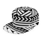 Black And White Polynesian Pattern Print Snapback Cap