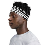Black And White Polynesian Pattern Print Sports Headband