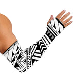 Black And White Polynesian Pattern Print Sun Protection Arm Sleeves
