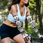 Black And White Polynesian Pattern Print Sun Protection Arm Sleeves
