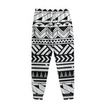 Black And White Polynesian Pattern Print Sweatpants