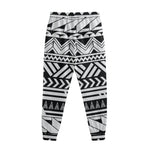 Black And White Polynesian Pattern Print Sweatpants