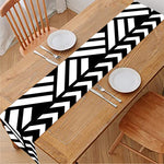 Black And White Polynesian Pattern Print Table Runner