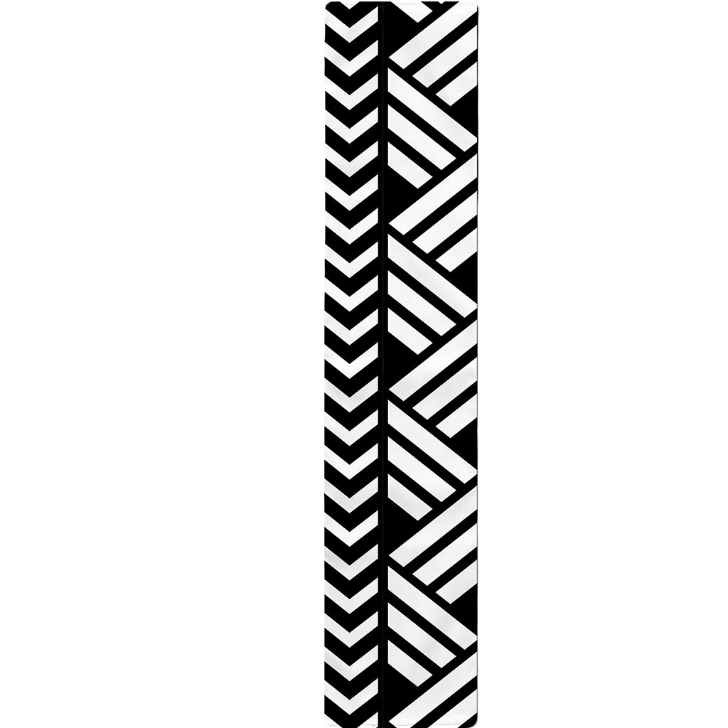 Black And White Polynesian Pattern Print Table Runner