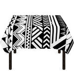 Black And White Polynesian Pattern Print Tablecloth