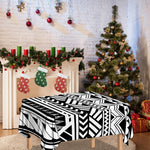 Black And White Polynesian Pattern Print Tablecloth