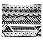 Black And White Polynesian Pattern Print Tapestry