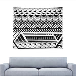 Black And White Polynesian Pattern Print Tapestry