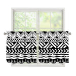 Black And White Polynesian Pattern Print Tier Curtains