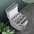 Black And White Polynesian Pattern Print Toilet Lid And Tank Cover Set
