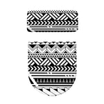 Black And White Polynesian Pattern Print Toilet Lid And Tank Cover Set