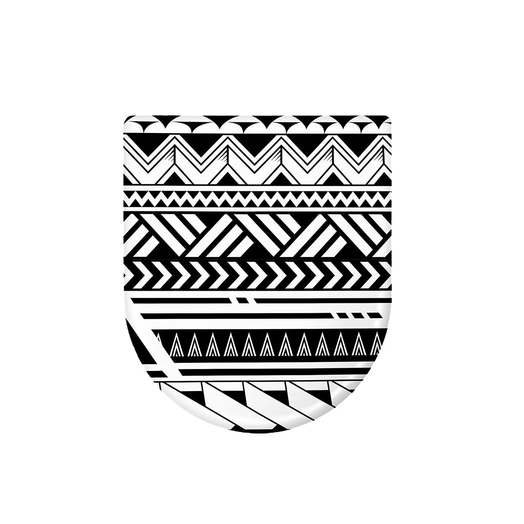 Black And White Polynesian Pattern Print Toilet Lid Cover