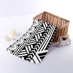 Black And White Polynesian Pattern Print Towel