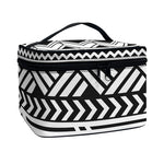 Black And White Polynesian Pattern Print Travel Makeup Bag