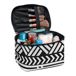 Black And White Polynesian Pattern Print Travel Makeup Bag