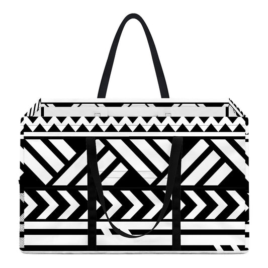 Black And White Polynesian Pattern Print Utility Tote Bag