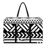 Black And White Polynesian Pattern Print Utility Tote Bag