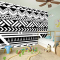 Black And White Polynesian Pattern Print Wall Sticker