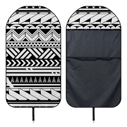 Black And White Polynesian Pattern Print Waterproof Car Seat Cover