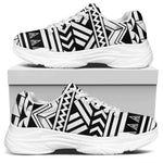 Black And White Polynesian Pattern Print White Chunky Shoes