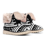 Black And White Polynesian Pattern Print Winter Boots