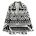 Black And White Polynesian Pattern Print Women's Blazer
