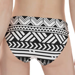 Black And White Polynesian Pattern Print Women's Panties