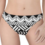 Black And White Polynesian Pattern Print Women's Thong