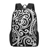 Black And White Polynesian Tattoo Print 17 Inch Backpack