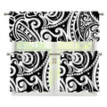 Black And White Polynesian Tattoo Print 3 Piece Kitchen Curtains