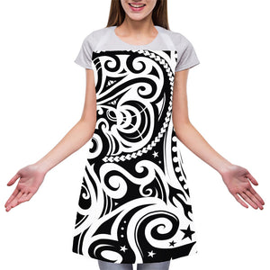 Black And White Polynesian Tattoo Print Adjustable Apron