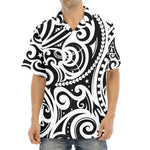 Black And White Polynesian Tattoo Print Aloha Shirt