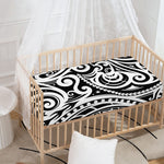 Black And White Polynesian Tattoo Print Baby Crib Sheet