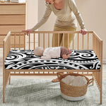 Black And White Polynesian Tattoo Print Baby Crib Sheet