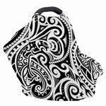 Black And White Polynesian Tattoo Print Baby Seat Cover
