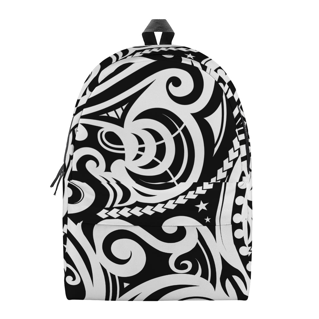 Black And White Polynesian Tattoo Print Backpack